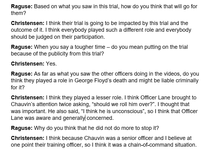 Talking with Christensen today made it apparent how much tougher the next trial, for the other three officers, will be for the state. From finding a jury to convicting those officers.