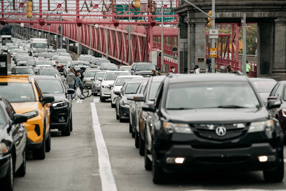 Look outside & imagine each car is electric. Cars would still dominate 75% of NYC street space. Drivers would still contribute to traffic violence.Buses, which low-income commuters especially rely upon, would still be in traffic.We can't accept this future for our cities.