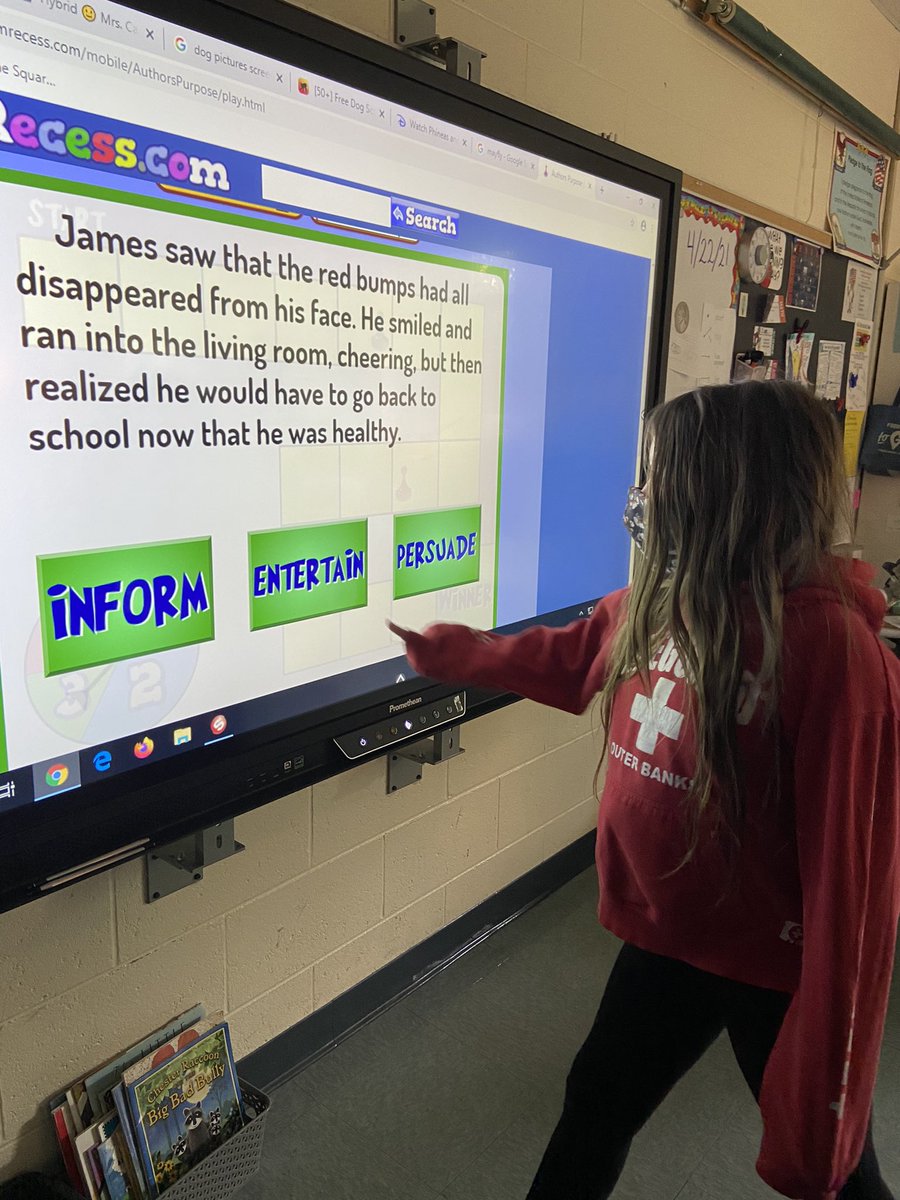 A fun game using the interactive board to review author’s purpose <a href="/AmeliaElem/">Amelia Elementary</a> #learningisfun
