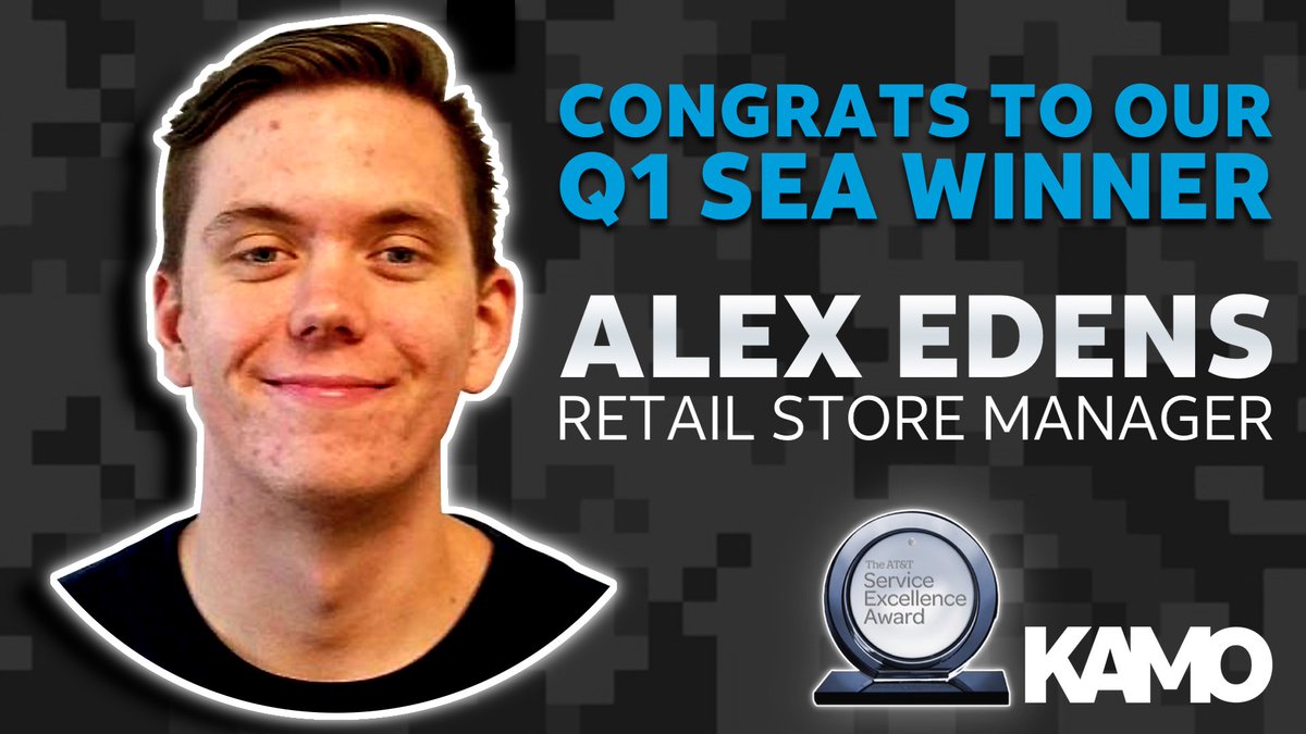 KAMOkonnects's tweet photo. SEA winners put customers first and work tirelessly to make every customer experience personal, effortless and inspiring.
Let's give a round of applause to our Q1 SEA Winner, Alex Edens!
#LifeAtATT https://t.co/KnkEh4ZPlX