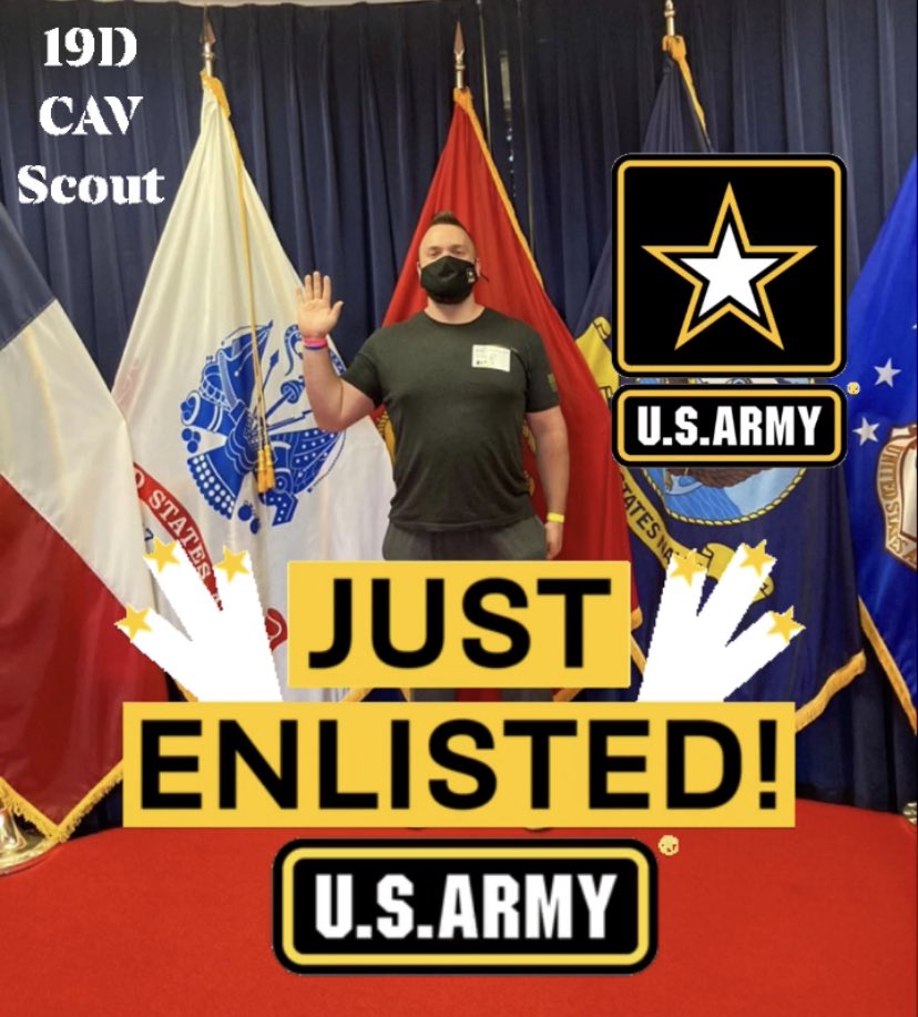 ArmySherman's tweet photo. Congratulations to Luke Potter on his Enlistment into the #USARMY. He will soon become a 19 Delta - Cavalry Scout. We look forward to having you part of the Team! #USAREC #USArmy #FutureSoldier #AllenHS https://t.co/BW1AqhRD0d