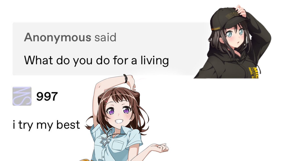 bandori characters as tumblr text posts  Because