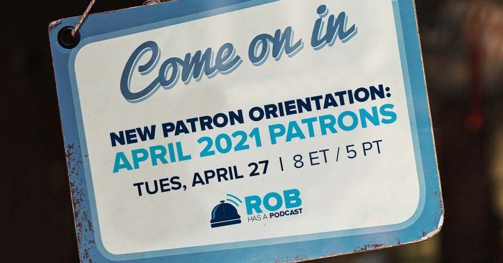 RobHasApodcast's tweet image. Hey new patrons! Make sure to mark your calendars for NEW PATRON ORIENTATION on Tuesday 🤩 Come meet @robcesternino and learn the ins and outs of being an RHAP patron.

Not a patron yet, but want to get involved? Visit patreon.com/RHAP to learn more or register