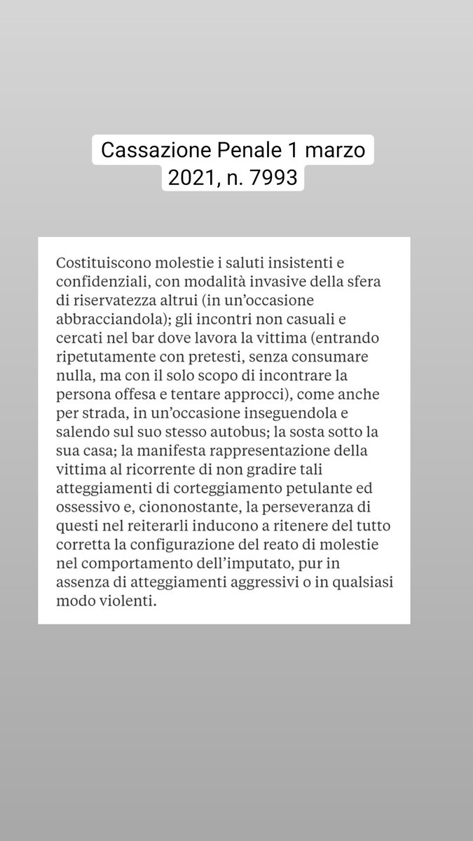 InfoSarg's tweet image. Da @CanestriniLex 

Siete d'accordo con la qualificazione del reato in #molestie anziché #stalking?