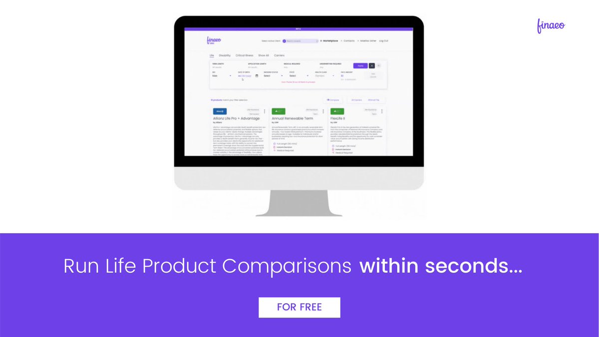 Finaeo (@finaeohq) on Twitter photo Can you Run 3 Product Comparisons in 30 Seconds? We Can! 😎
Learn more: app.finaeo.ca/marketplace
#Insurtech #insurancebroker Can you Run 3 Product Comparisons in 30 Seconds? We Can! 😎
Learn more: app.finaeo.ca/marketplace
#Insurtech #insurancebroker