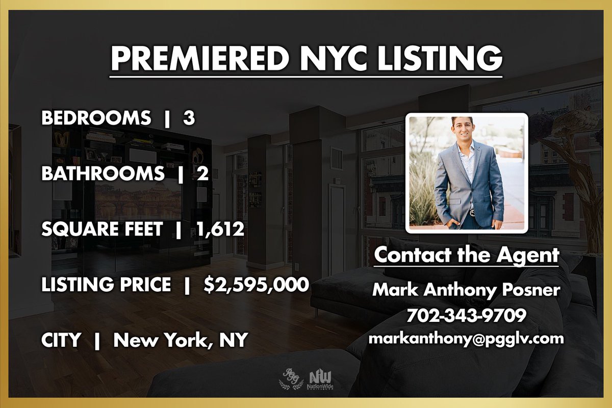 PGG Premiered Listing 
—
$2,595,000
—
This extravagant 3 bedroom, 2 bathroom condo has 1,612 square feet of living space and is located in the heart of Manhattan. Contact <a href="/TheMarkAnthonyP/">Mark Anthony</a> to inquire about this property!