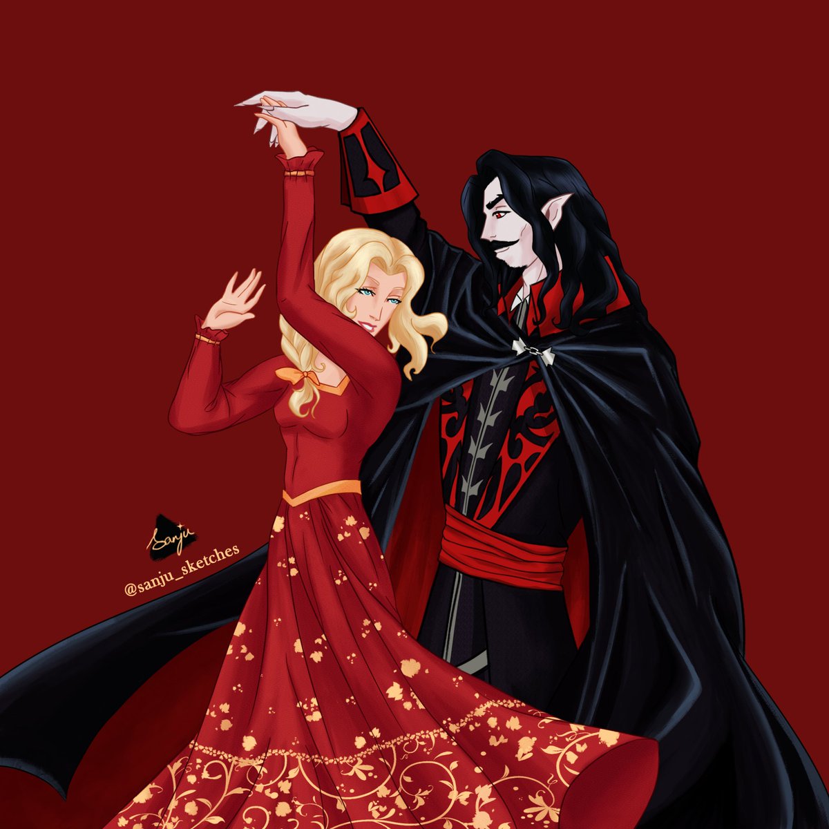 shah_saphira's tweet photo. Ever since #CastlevaniaS4 poster dropped we're all so hyped abt #Alucard 's shield and Trevor's fate, but come on!! This adorable tragic couple💕 deserves some love too😌 So hence I drew this.🤩

#Castlevania #DraculaxLisa #DRACULA #LisaTepes #TrevorBelmont #NetflixCastlevania https://t.co/oPMfubviMj