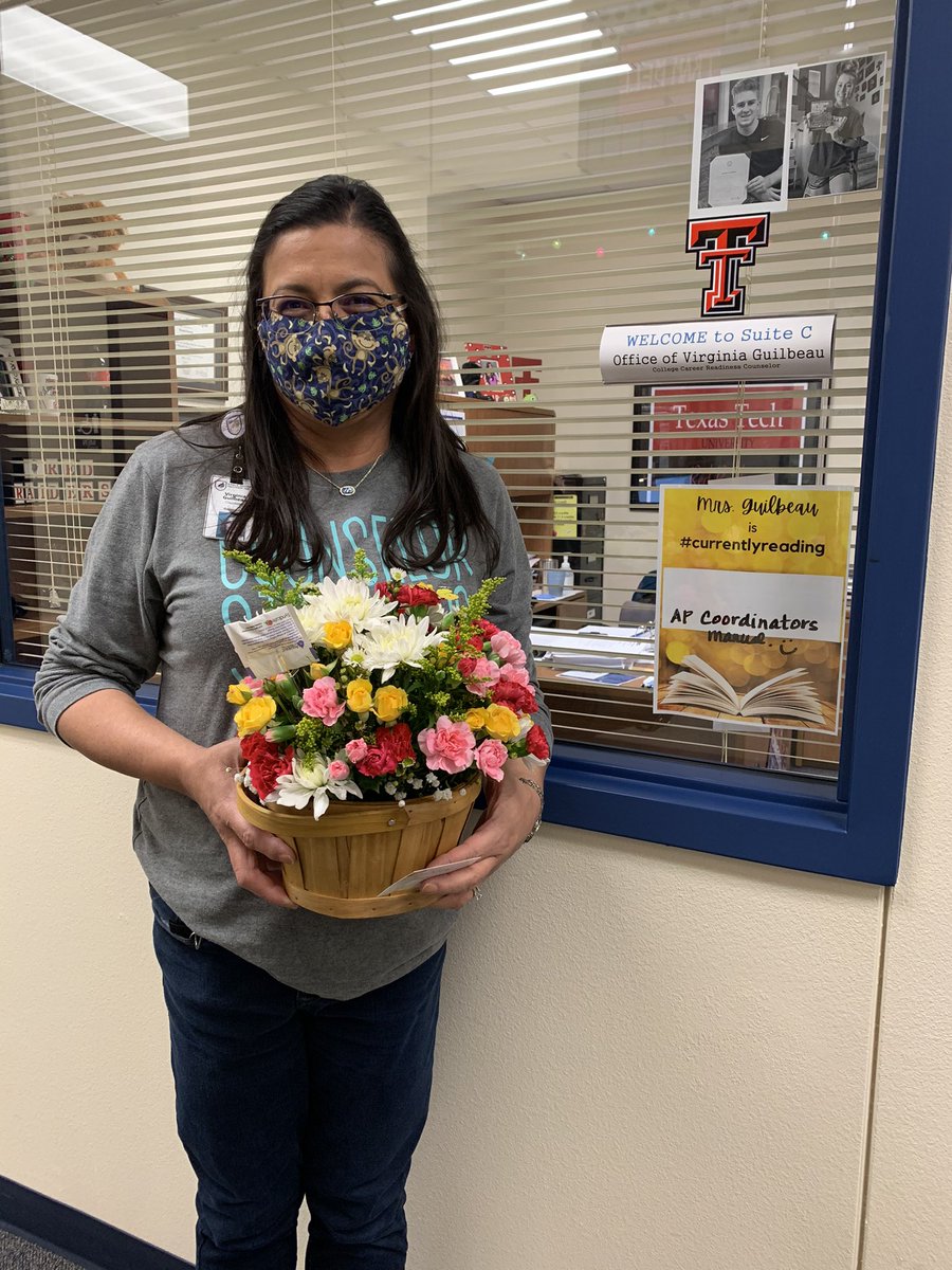 Mrs. Guilbeau is happy as a butterfly with her beautiful flowers from <a href="/BosFloral/">BosFloralDesign</a>!