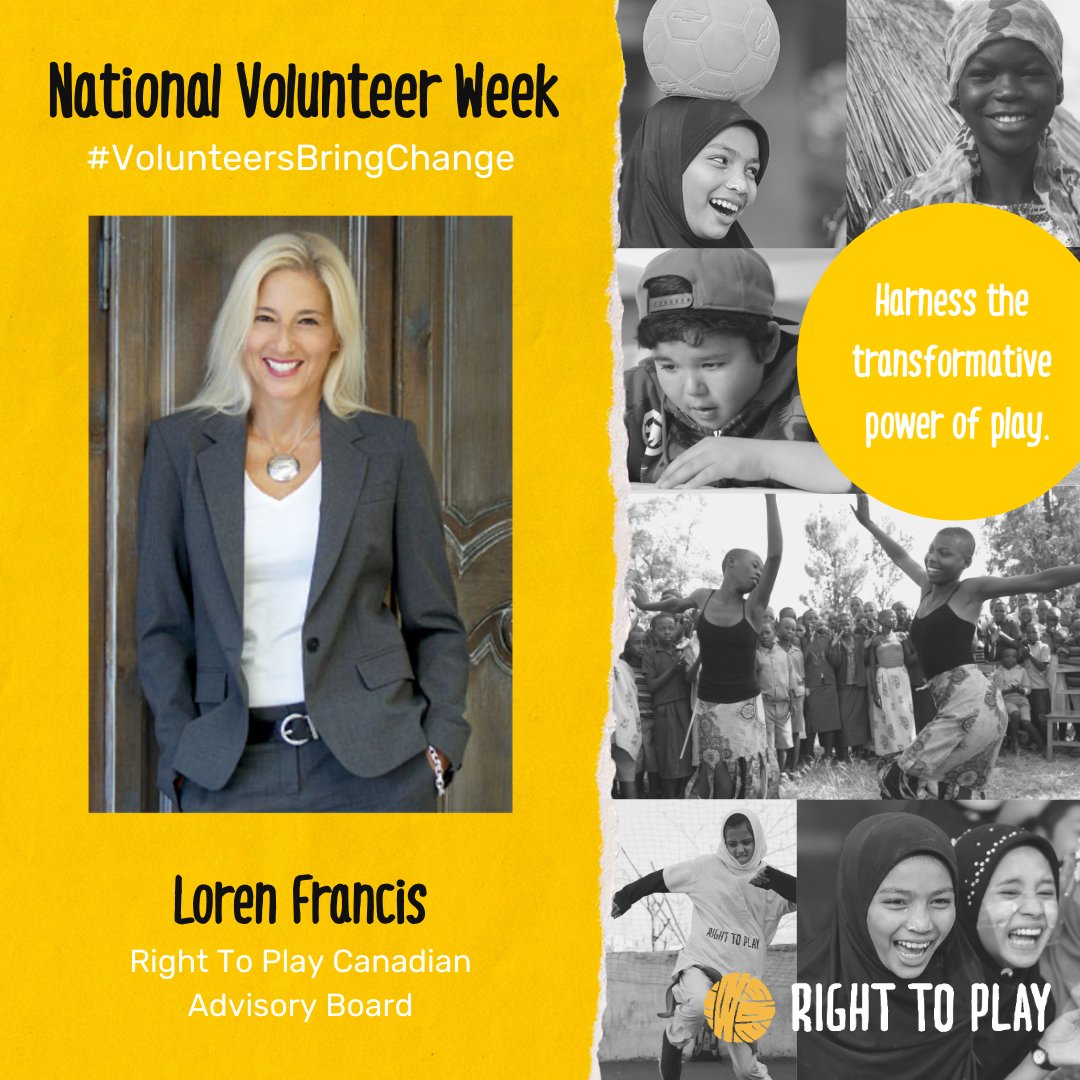 RightToPlayCAN's tweet photo. It’s #NationalVolunteerWeek in 🇨🇦! We are so grateful to all of the #RTP volunteers from our #RTPAmbassador team, Canadian Advisory Board, &amp; our #PlayMaker team. 

THANK YOU to these selfless #volunteers for donating their time to help empower the world’s most vulnerable youth! https://t.co/9ZMsBXJiMS
