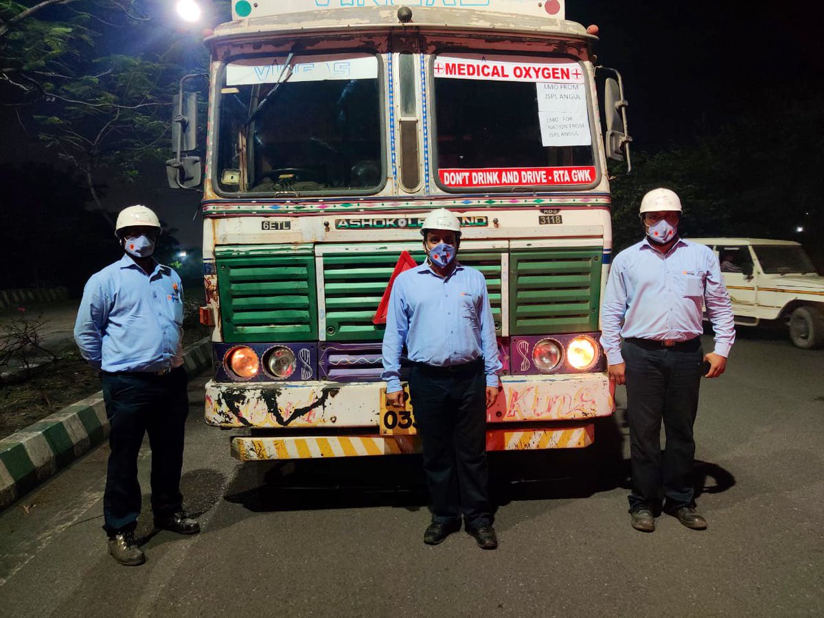 20 MT Liquid Medical Oxygen tanker ready to be dispatched to Telangana from  @jsplcorporate Angul. Tomorrow, we will also be sending tankers of  #liquidOxygen to Batra Hospital, Medanta and Artemis Hospital in Delhi/NCR along with Telangana and Madhya Pradesh. Jai Hind