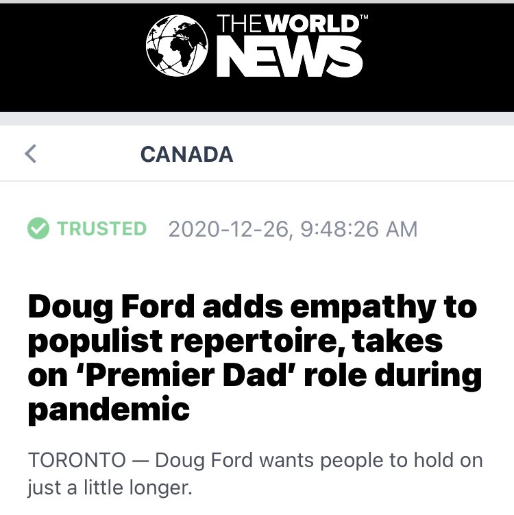 Remember this piece of lockstep propaganda in  #cdnmedia? Take note of who falls for  #DougFord’s ridiculous crocodile tears today. The Trudeau gov’t transferred billions to Ford for  #COVID19Ontario relief measures. Ford hoarded theinstead of implementing  #PaidSickDays.  #ONpoli