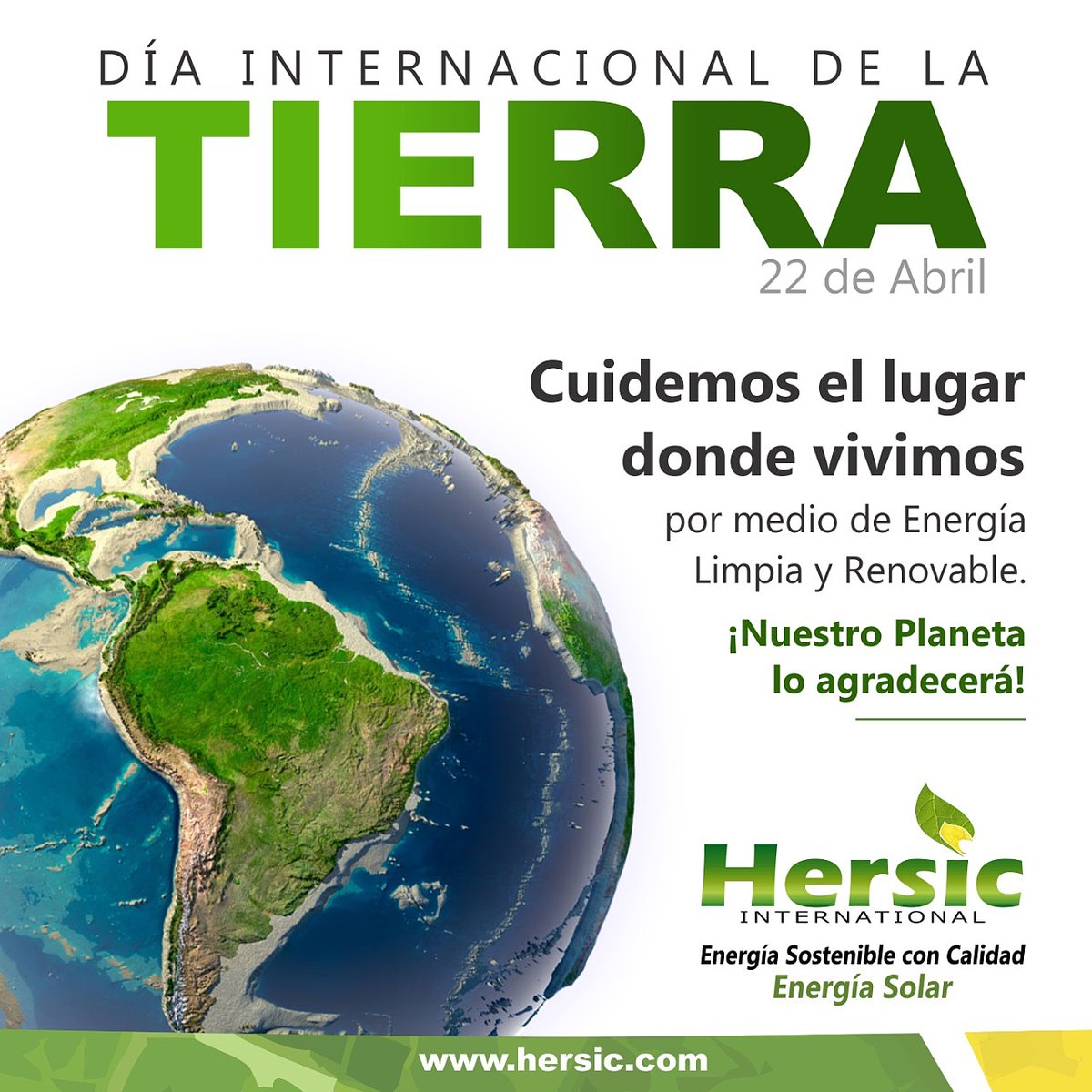 Hersicint's tweet photo. Es hora de Cuidar y honrar el lugar donde vivimos. Que sea con Energía Limpia.
Estamos aportando al futuro de nuestro planeta.
Feliz día Madre Tierra! 🌎⚡
.
.
.
#hersic #planeta #tierra #diadelatierra #hersicinternational #energiasolar #sol #energialimpia https://t.co/TxQz5KWINA