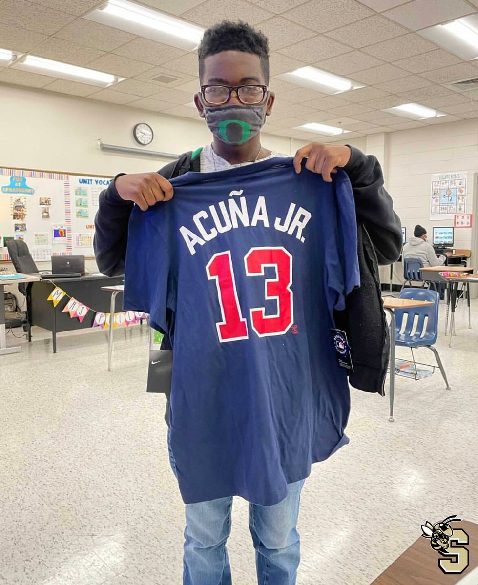 SprayberryHigh's tweet photo. Kenny wrote a letter to the @Braves sharing his love for the team and @ronaldacunajr24 and they replied with a letter and shirt so he can #ChopOn! 
#shspositiveposting #wearesprayberry https://t.co/aYukN1ZFub