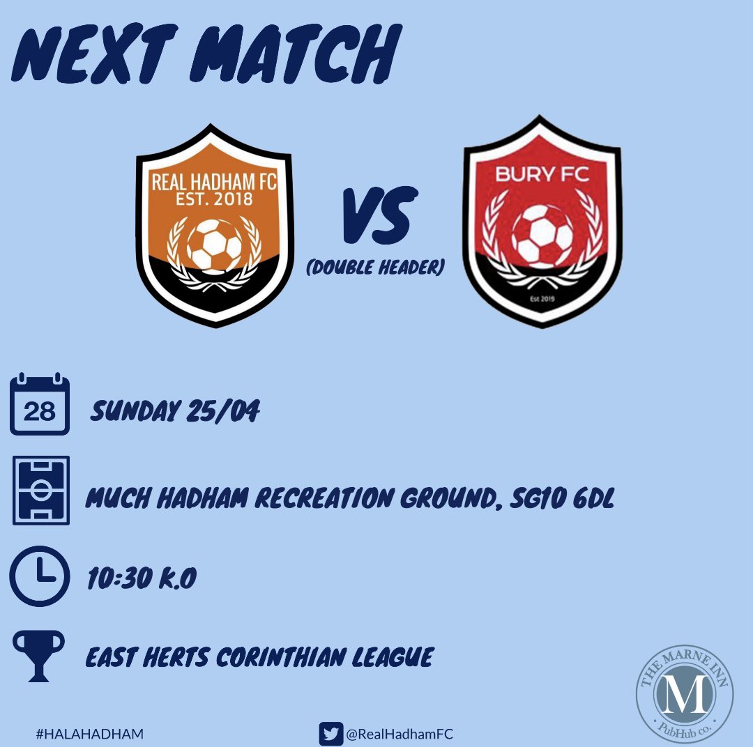 RealHadhamFC's tweet image. A massive Sunday in our season coming up. A double header vs a tough Bury FC!

#HalaHadham
