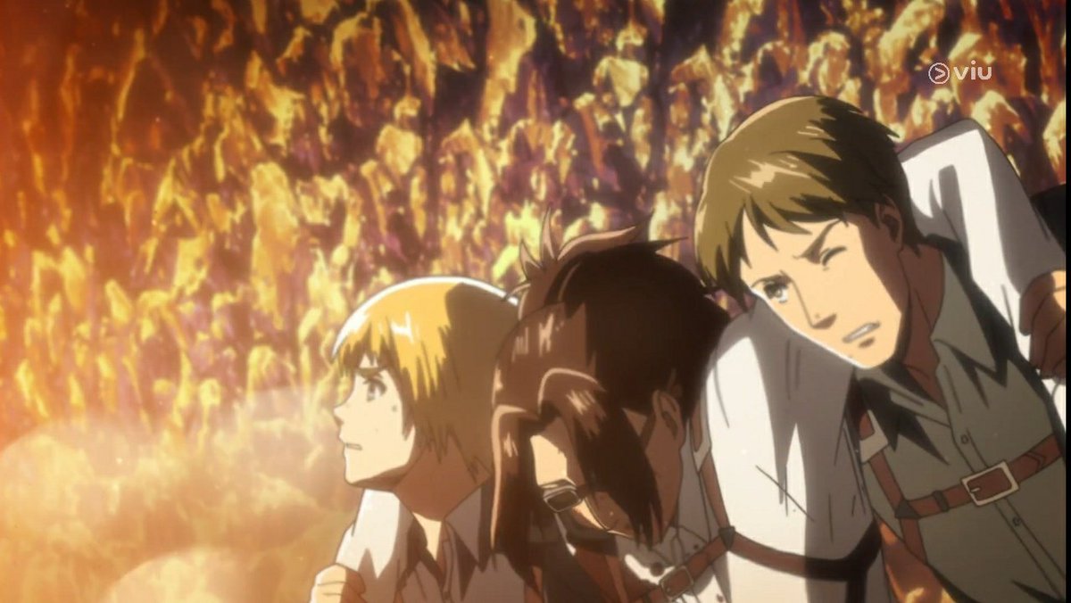 +since levi cannot easily abandon their mission, he leaves hanji in armin's care. in the anime before the cave completely collapses, he urgently orders moblit and armin to get hanji out of the cave.