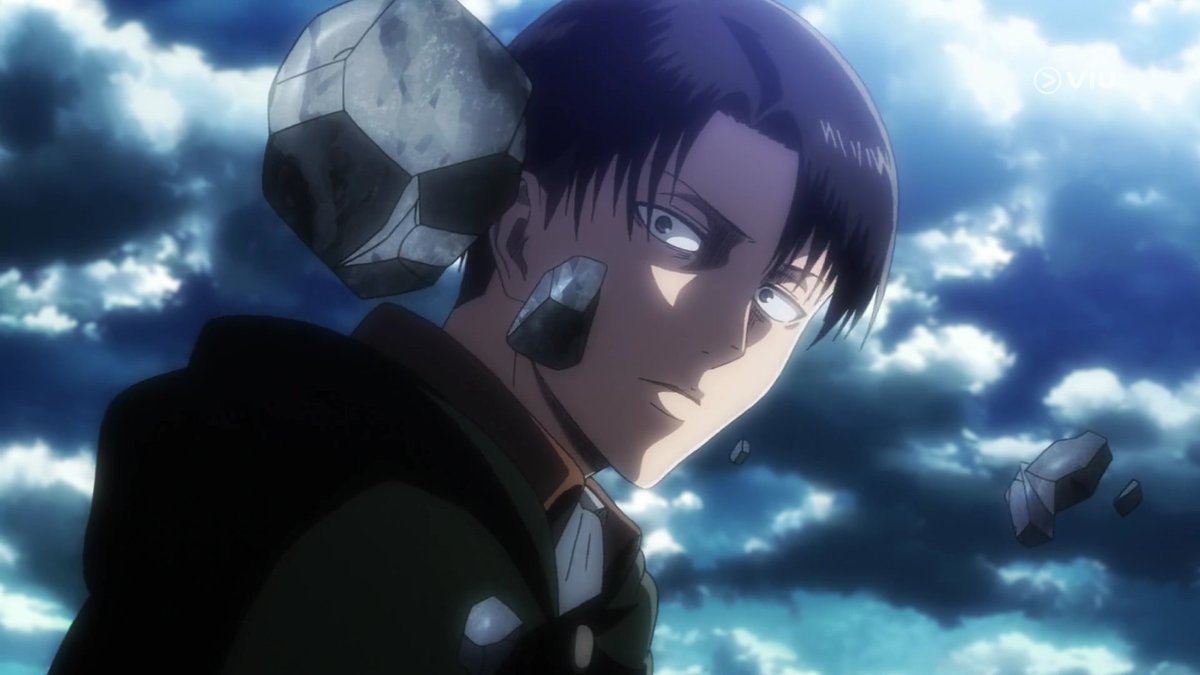 +after the explosion in rts arc, levi couldn't help but worry about hanji's safety. he was thinking if hanji and the others managed to avoid the explosion and wanted to get over to their side immediately. he almost got hit by rocks because he was too distracted.