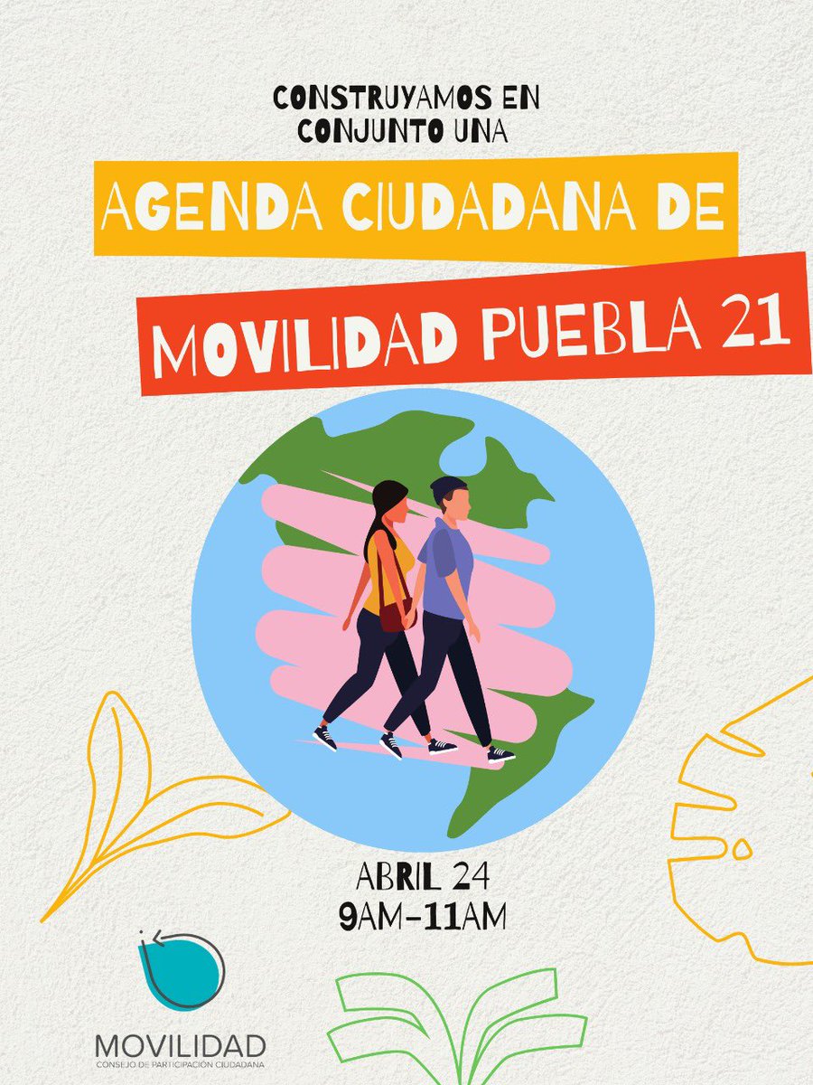 Este sábado 24 de abril nos vemos de 9am a 11am para construir una agenda ciudadana de movilidad para el municipio de Puebla que nos permita establecer mínimos indispensables para demandar justicia vial y acción climática a nuestrxs candidatxs.

¡No falten!

Informes por DM.