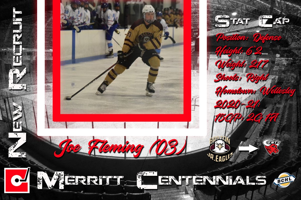 New #Recruit: The Centennials are proud to announce they've #committed to defenseman Joe Fleming (03) from the Boston Junior Eagles program. Welcome to the team Joe, we look forward to having you! 📰: merrittcentennials.com/new-recruit-jo…