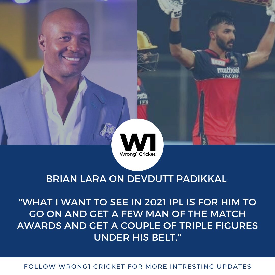 wrong1cricket's tweet photo. The legendary left handed batsman asked and the tall RCB batsman responded. What a knock from Devdutt.
#Wrong1 #DevduttPadikkal #BrianLara #RCBvRR https://t.co/z1oX8cG0YE