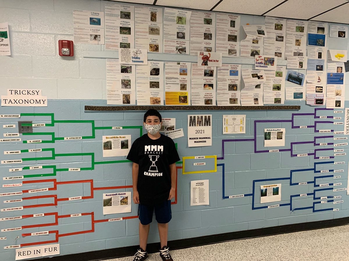 Elijah Torres won the 6th grade March Mammal Madness bracket! Congrats Eli! 🏆🥇💪🏼