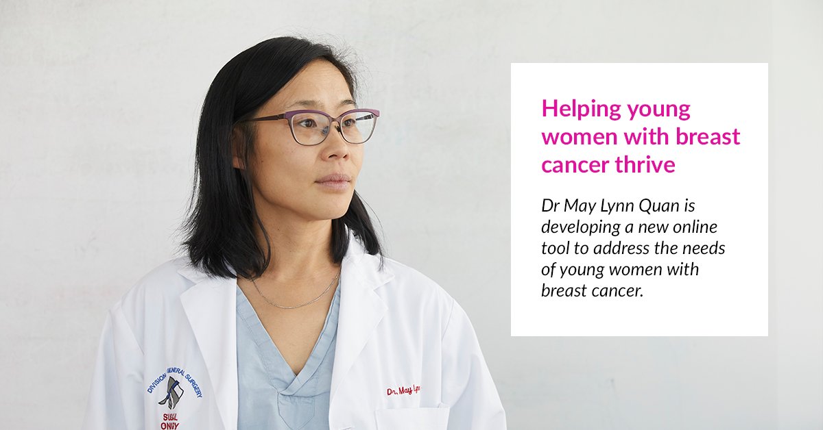 Women under 40 with breast cancer face unique survivorship challenges that aren’t addressed by current resources – but Dr May Lynn Quan is working to change this.💛 

In this thread, learn about Dr Quan’s research and how it could benefit young women with #BreastCancer. 1/4