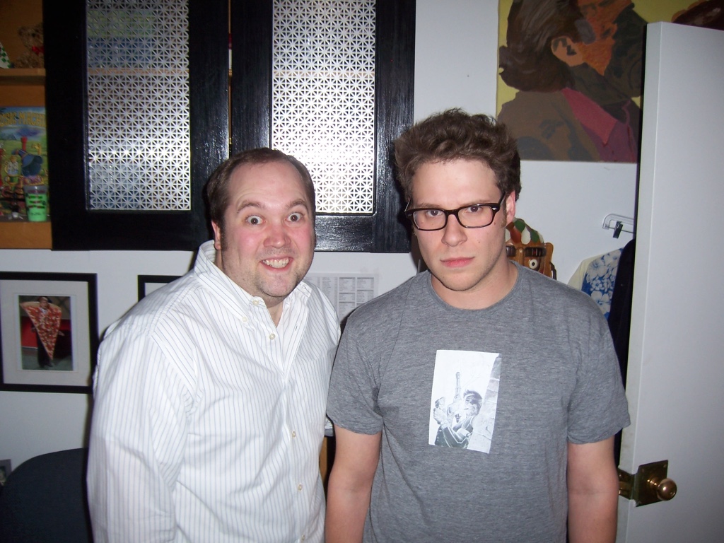 We had some amazing hosts at  @nbcsnl during my time. Here is  @Sethrogen and I in my office. I had just pitched him the silliest idea for a skit! He loved it!
