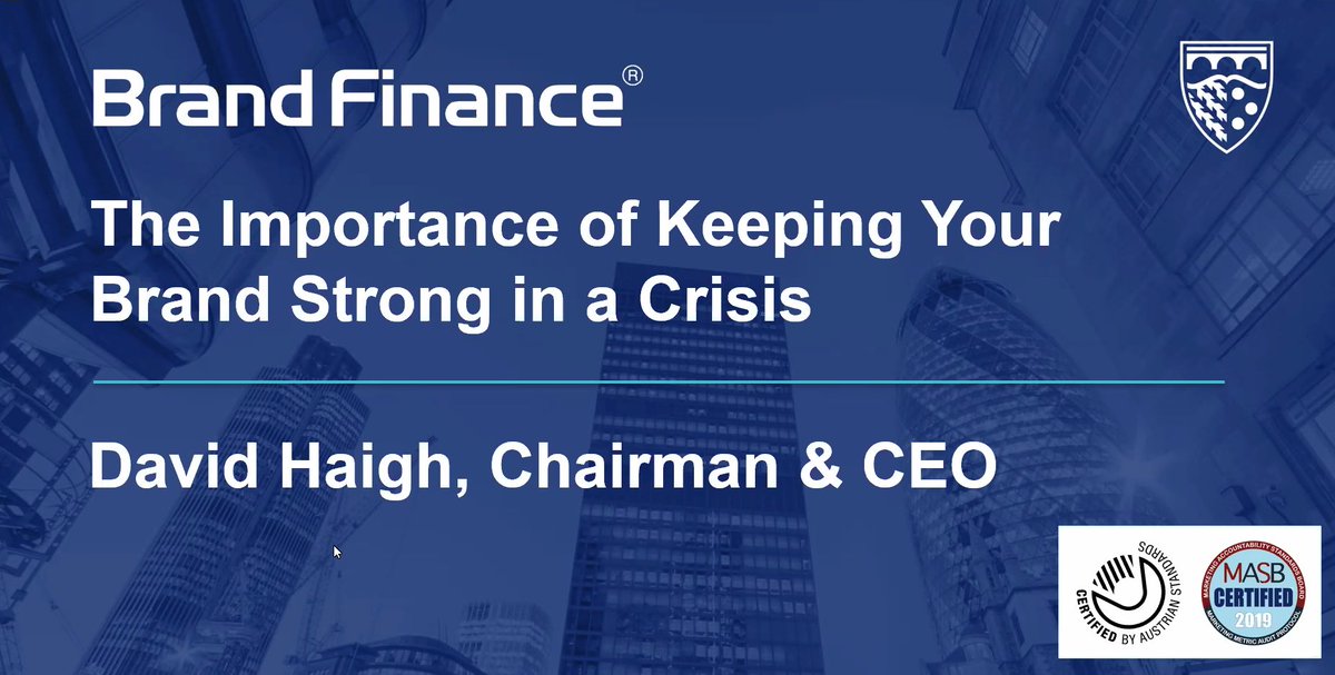 Pleased to be joining @academy_chief @SuperbrandsUK for an evening with @davidhaighbrand, CEO of Brand Finance. Looking forward to the discussion on how to keep your #brand strong during a #crisis.