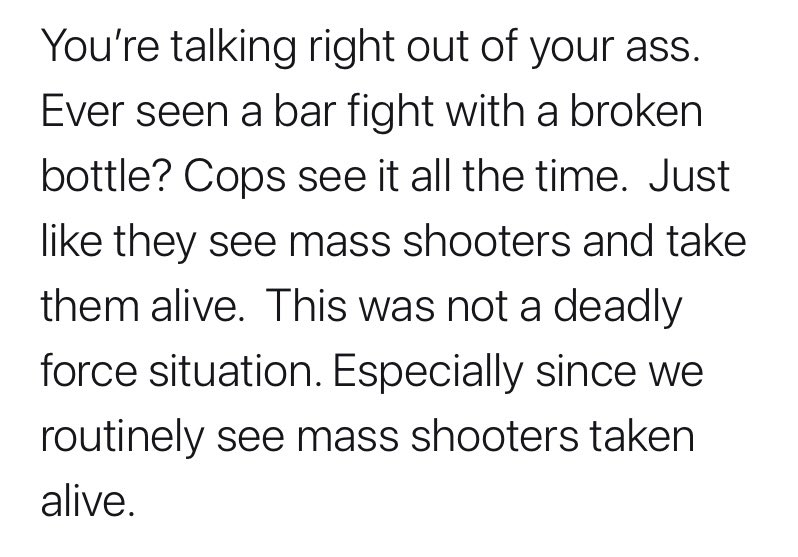 Mass shooters routinely surrender, but anyhoooooo how bout them broken bottles yo