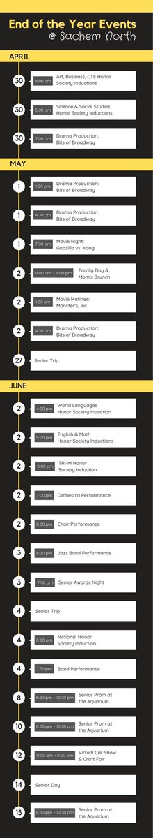 Here is your Sachem North End of Year Events!!!!!