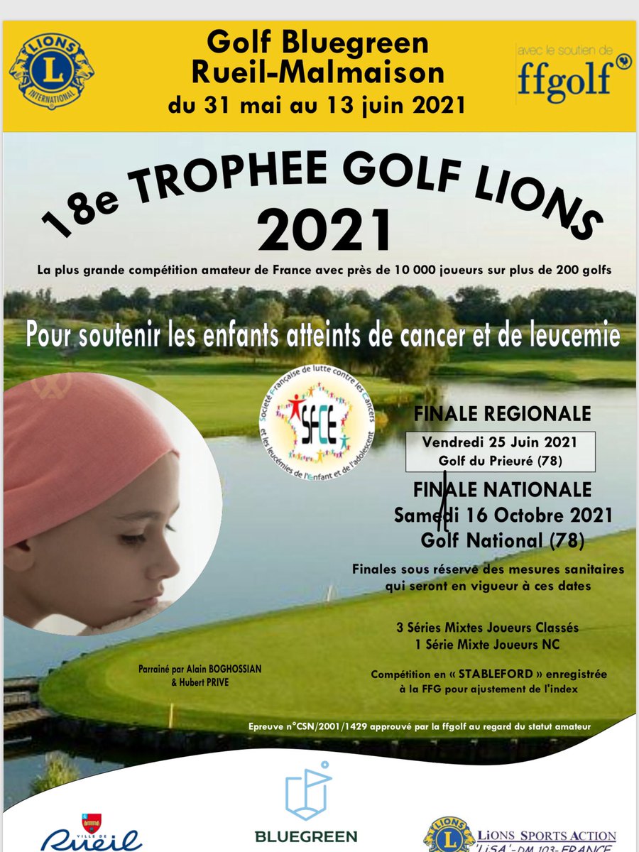 MilletThierry4's tweet photo. En partenariat avec la @Ville de Rueil-Malmaison et la @CCI 92, le @Lions club de Rueil Malmaison organise son 18ème trophée de golf du 31 mai au 13 juin en faveur des enfants atteints de cancer et leucémie 
Rdv au @golf Bluegreen de Rueil Malmaison pour vous inscrire https://t.co/J3yobUWmjG