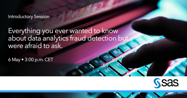 #SASWebinar with experts from KPMG, ACFE, Dun &amp; Bradstreet, Creatives and SAS on "Everything you always wanted to know about advanced analytics fraud detection but were afraid to ask". Join the free webinar on May 6 at 3 p.m. CET. #fraud #analytics bit.ly/3xkrp4v