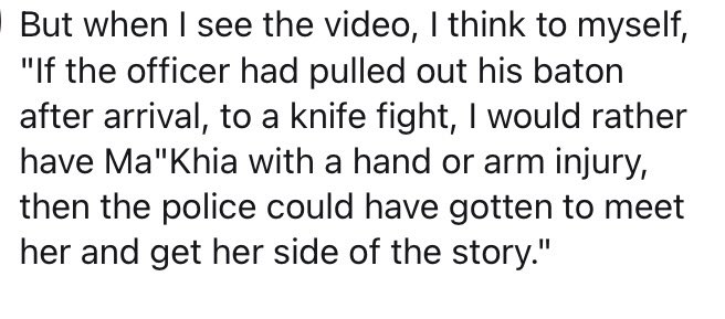 Just bang her knife wielding hand mid rage stab then have a little chat over coffee and a donut.