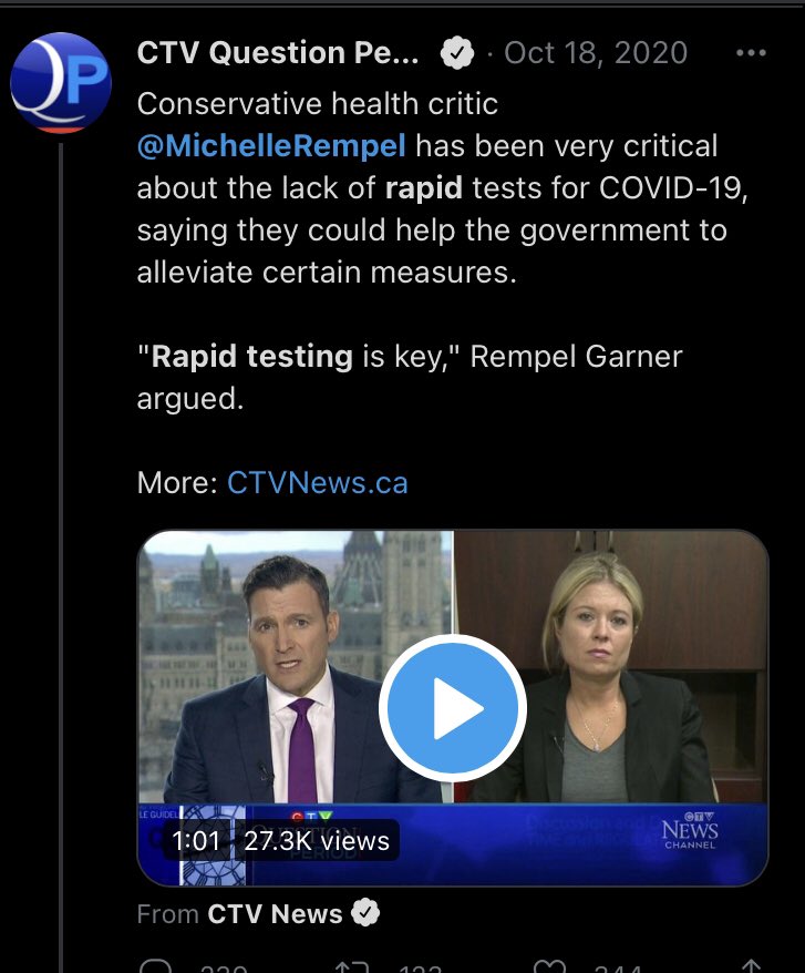 Or how about this? Remember when  #Conservatives all followed a script to demand rapid testing, claiming it would open up the economy? Only later revealed that MILLIONS of tests HAD been shipped by the feds & were collecting dust, unused by provinces like Ontario?  #cdnpoli  #ONpoli