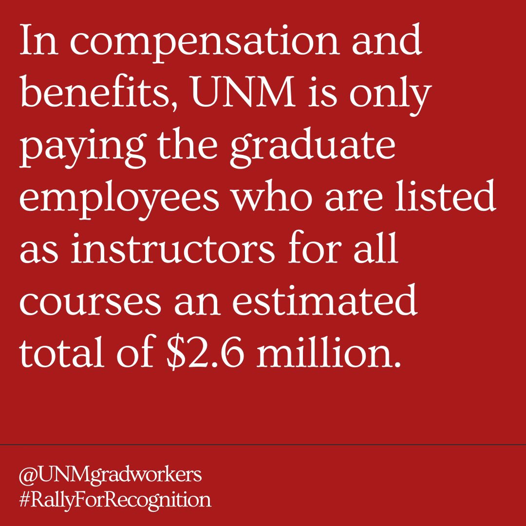 In compensation & benefits,  @UNM is only paying the graduate employees who are listed as instructors for all courses an estimated total of $2.6 million (5/10)