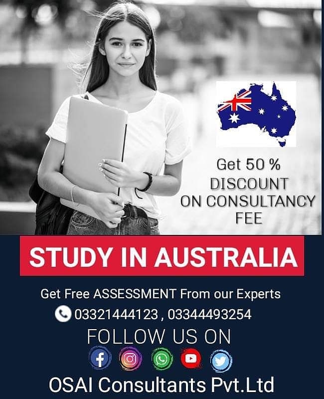 Study in Australia
Admissions Open 
 Scholarships Available
Call us: 03321444123, 03344493254
study in australia,how to study in australia,australia,international #studentinaustralia, #internationalstudentsinaustralia, #studyabroad, #studyinaustraliaforinternationalstudents