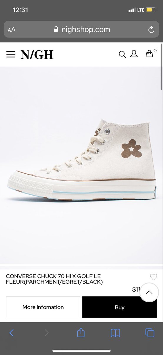 MORE CONVERSE YAY these are also part of the golf colab that converse did and these are super easy to match with because of how they are off white, and these would look amazing with a monochrome fit and although these are also pricey, they are definitely worth it
