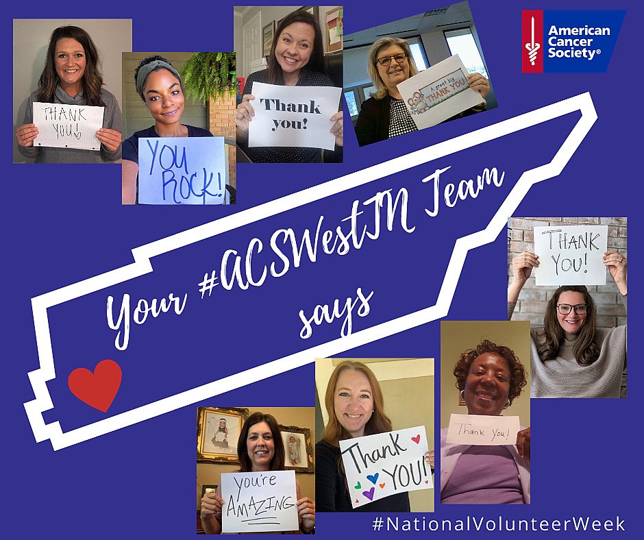 We couldn't do what we do without our volunteers. Because of them, we can do great things. A BIG THANK YOU from your #ACSMemphis team to everyone who has joined us in our continued fight to defeat cancer once and for all. We are so grateful for YOU! ❤️
#NationalVolunteerWeek