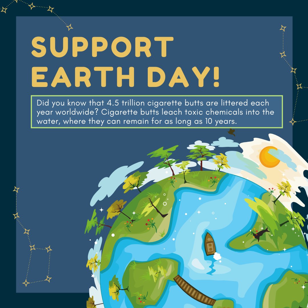 sfstatecares's tweet photo. Hey, Gators! Did you know about how cigarette butts impact the earth? Swipe to learn more and support Earth Day! 🌏 https://t.co/OGFD2bZ2EY