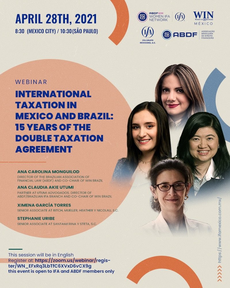 Women of IFA México (@win_ifa_mx) on Twitter photo Dear #IFA #Members
Do not miss our #webinar held next #April_28th
We will discuss the #International_taxation in #Mexico and #Brazil.
Previous registration is required. Click on the following link: zoom.us/webinar/regist…
<a href="/WIN_IFA_Mx/">Women of IFA México</a> <a href="/GlobalIFA/">International Fiscal Association</a> Dear #IFA #Members
Do not miss our #webinar held next #April_28th
We will discuss the #International_taxation in #Mexico and #Brazil.
Previous registration is required. Click on the following link: zoom.us/webinar/regist…
<a href="/WIN_IFA_Mx/">Women of IFA México</a> <a href="/GlobalIFA/">International Fiscal Association</a>
