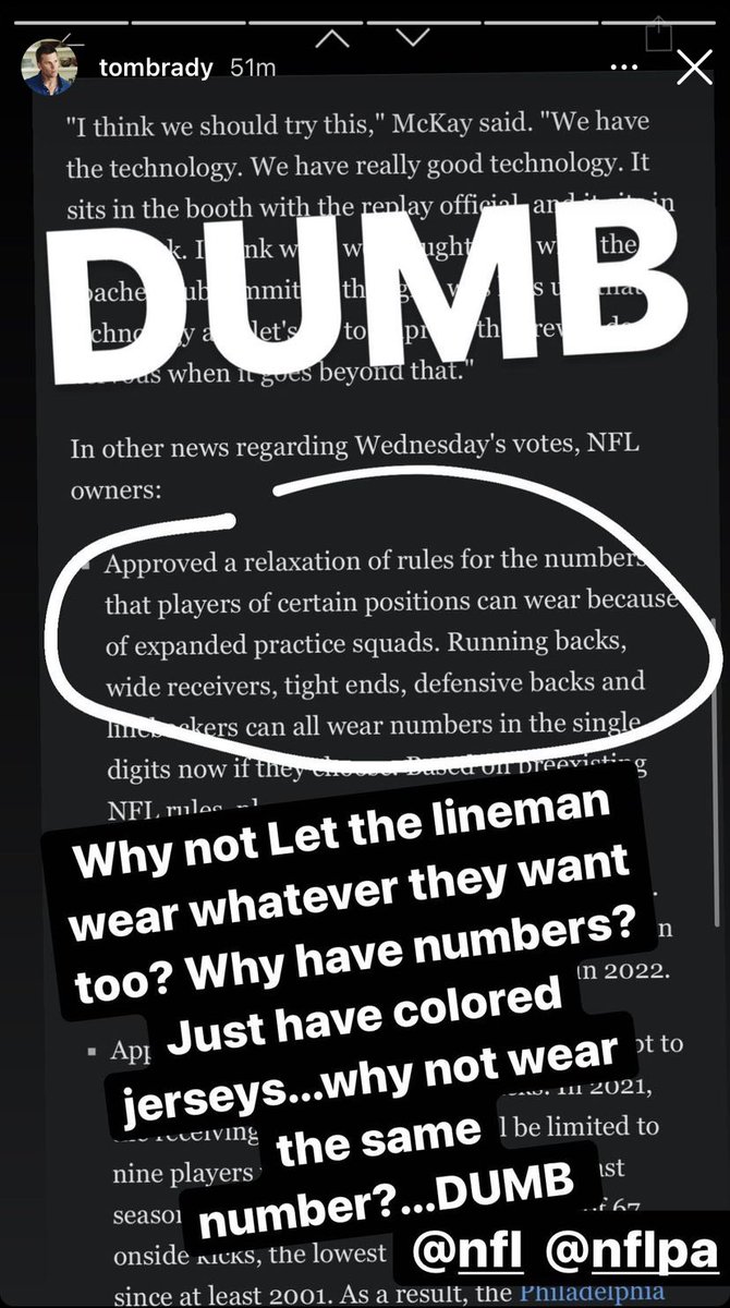 Pff Tom Brady Is Not Happy About The New Nfl Number Rule