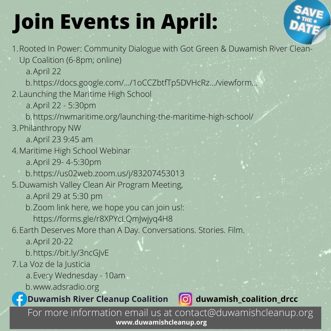 **𝐄𝐀𝐑𝐓𝐇 𝐃𝐀𝐘 𝐆𝐈𝐕𝐄 𝐀𝐖𝐀𝐘 (READ BELOW)**
Happy Earth Day! 🌎 Support DRCC: duwamishcleanup.org/support
GIVE AWAY for Patagonia items: 
1. Like this post
2. Share Post 
3. Tag 2 friends on comments 
The winner will be announced on FB Live on May 3rd, 5-6 pm. Good Luck 🍀