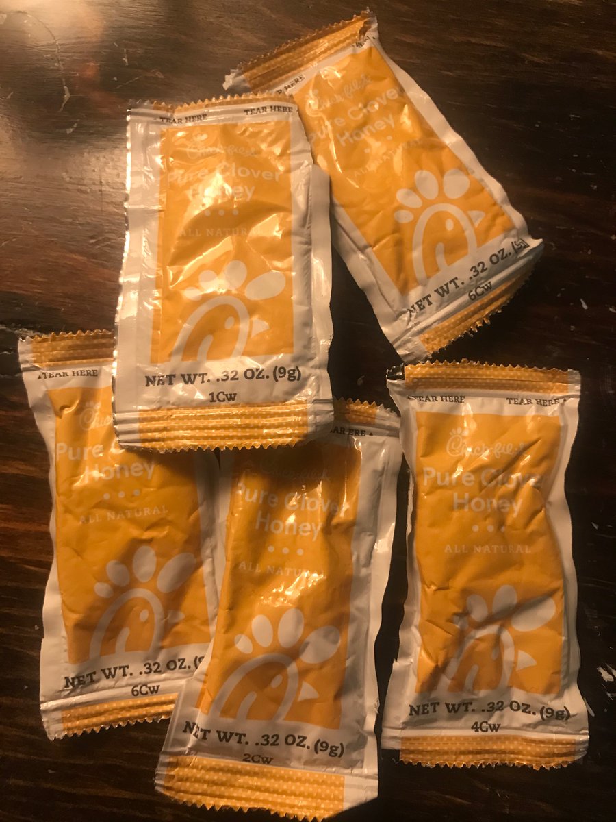 chickfila has good honey so i stole a bunch of packets to suck on