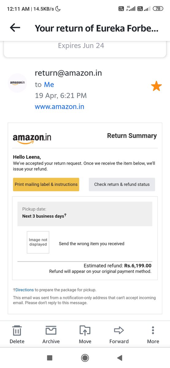 bodoyahoo's tweet photo. Struggling to get refund since 9th April for a defective item but such unprofessional team at @amazonIN @AmitAgarwal @amazon https://t.co/rVOPOqwSWk