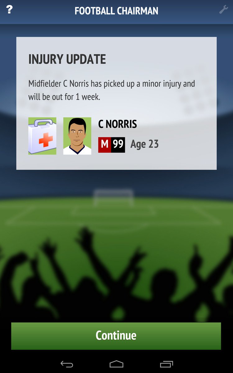 I'm up for some of this, a Google photos search on my phone for "Football Chairman" produces some old favourites from  @F_Chairman.Some of my favourite things are the names that come up at random, but can be really unrealistic, for example  @chucknorris would never be injured  https://twitter.com/mufcmidge/status/1385189683529912324