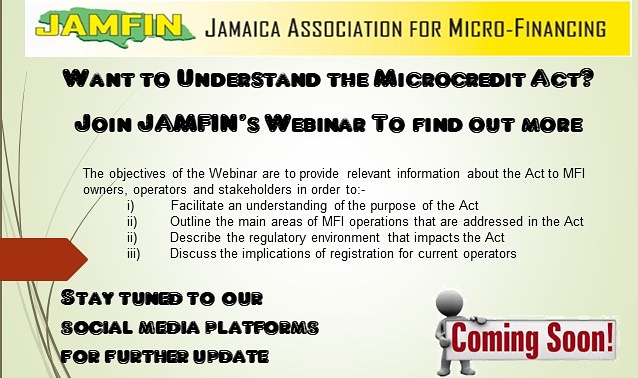 12Jamfin's tweet photo. Stay tuned for more information on our upcoming Webinar ' Understanding the Microcredit Act' coming in May. Register at 876620-7590 or jamfin_12@ymail.com 
#microfinance 
#microcreditact
#responsiblefinancing 
#msme https://t.co/RH2hpg4m5p