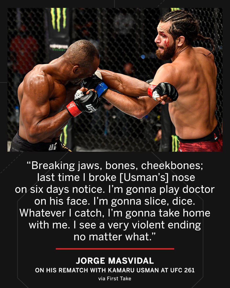 espnmma's tweet photo. Jorge Masvidal plans to "play doctor" at #UFC261 😳

(via @FirstTake) https://t.co/18RuM9SPBr