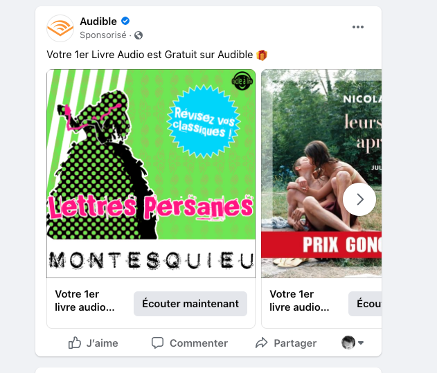 ericboutry's tweet photo. En regardant cette pub sur Facebook pour @AudibleFr , je me rends compte que le livre audio présenté fait parti de la collection que j'ai co-produite il y a de nombreuses années avec @jpvallespir. Fier !😀 https://t.co/LbMadBEoNO