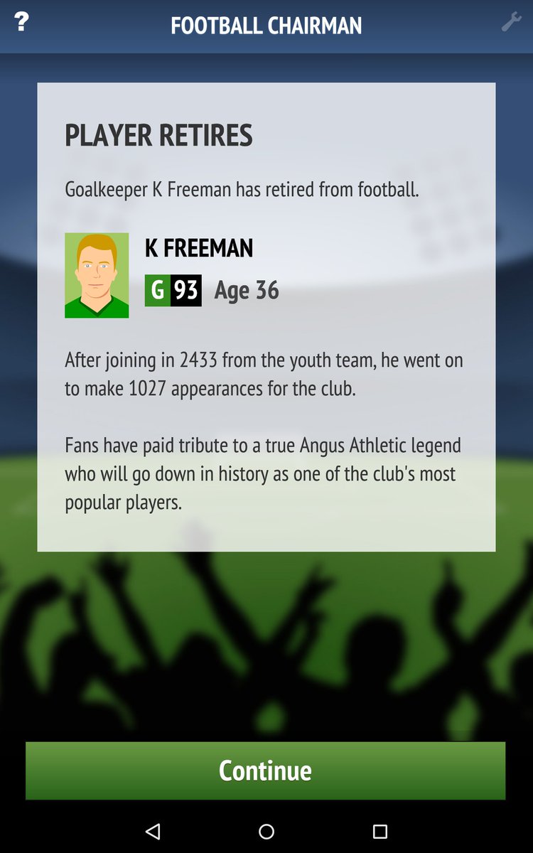 And one of my favourite records is this guy's appearance recordHe came in very young, stayed at the top for a long time, as he started to go downhill I nursed him through, released anyone who challenged his position and flogged every game out of him. Legend of  #FootballChairman