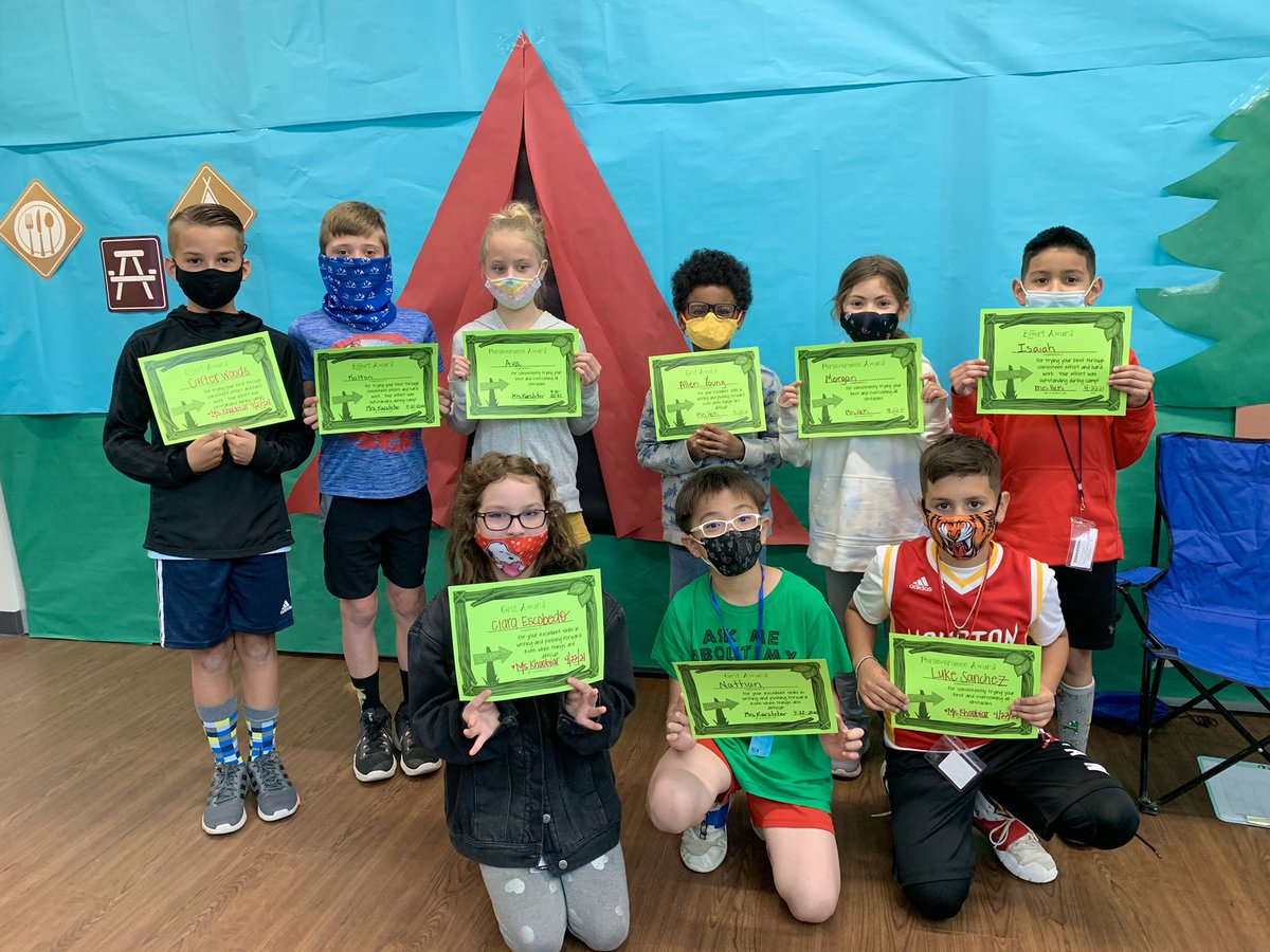 MissKhoobiar's tweet photo. At the end of camp each day, we give awards to students who show effort, grit, and perseverance. They make it difficult to choose each day with all of the hard work they put forth. 🏕 📝 @TISDGOES #CampWriteAlong https://t.co/Q9Bp7K6jLf
