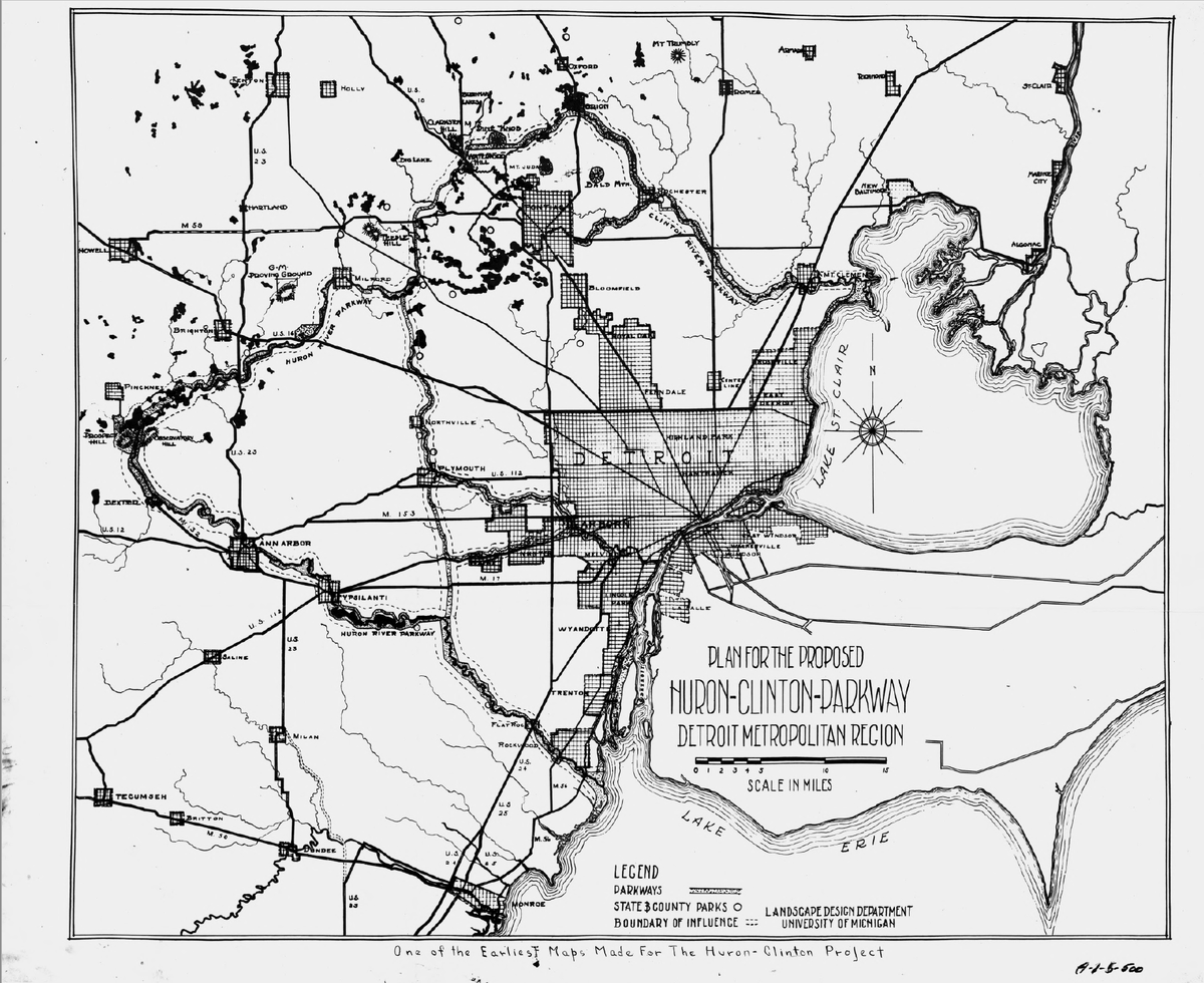 At a 1937 conference in Ann Arbor about the river, the Huron-Clinton Parkway Committee was formed. The group's aim was to form a Metropolitan authority empowered to build and construct parks, parkways, and connecting roads across the 5 counties. It would go on the ballot in 1940
